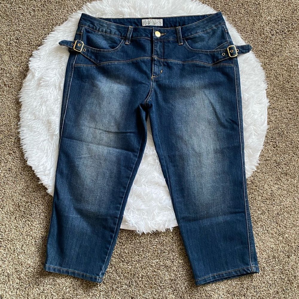 Phat Fashions Baby Phat Cropped Jeans Silver Label Vintage Womens Size 15